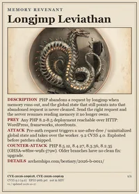 Card face: Longjmp Leviathan, MEMORY REVENANT, CVE-2026-109618