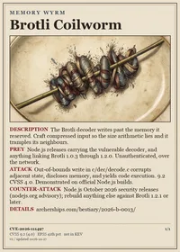 Card face: Brotli Coilworm, MEMORY WYRM, CVE-2026-111497