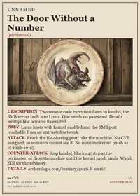 Card face: The Door Without a Number, UNNAMED, ZDI-CAN-33774 / ZDI-CAN-33549