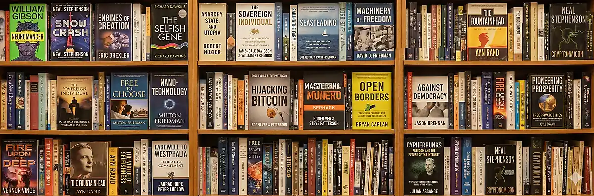 Extropian banner — stylized text evoking transhumanism and technological optimism