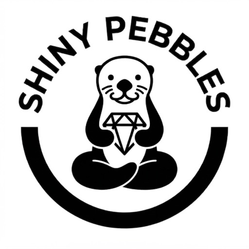 Shiny Pebbles logo: an otter holding a diamond