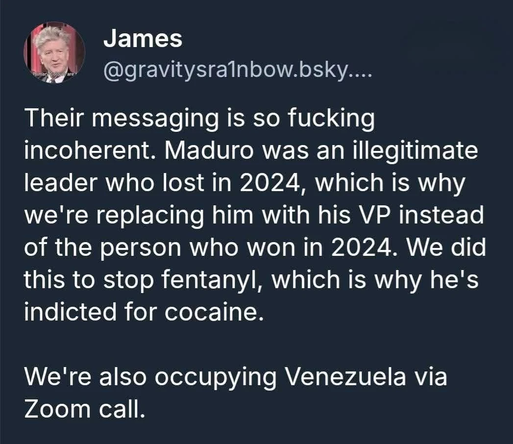 To be clear, I loathe Maduro and his socialist dictatorship.  

However, I don't think the USG should launch wars against other countries without going through the legal process.  Congress, not the President, is the only body authorized to declare war.  

And I don't think the US launching a war against Venezuela will improve matters.  The US spent 20 years, 200+ K lives, 2.8 trillion dollars to defeat the Taliban, and the war ended with the Taliban in power again. 

Worse, the Trump administration seems intent on establishing a puppet regime consisting of Maduro's lackeys, and not the legitimately elected leaders.  He's currently  negotiating with Delcy RodrÃ­guez, Maduro's VP, as if she is the legitimate leader of Venezuela.