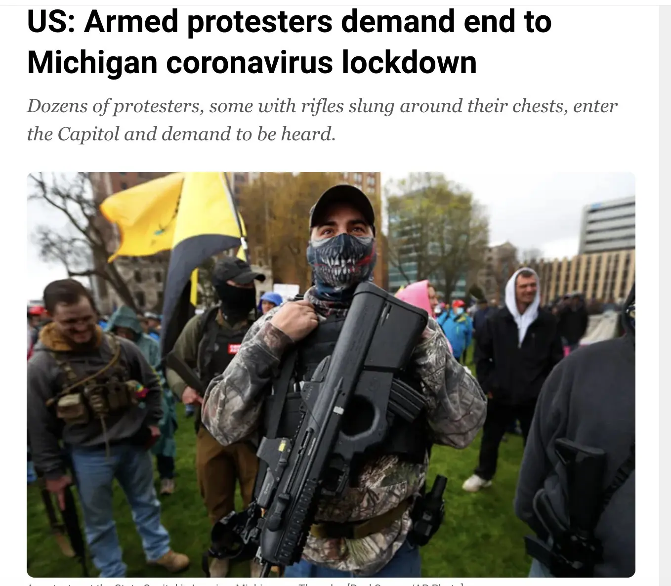Member when conservatives supported exercising your right to bear arms when protesting government tyranny?